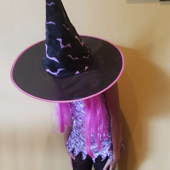 Bats Witch Hat with Attached Hair Halloween Costume Accessory Child One Size - Picture 1 of 5